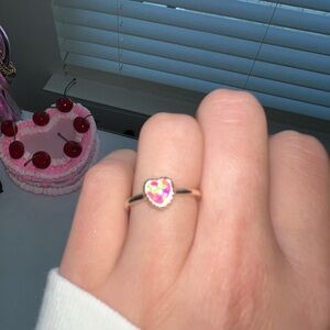 Heart-Shaped Pink Opal Silver Ring